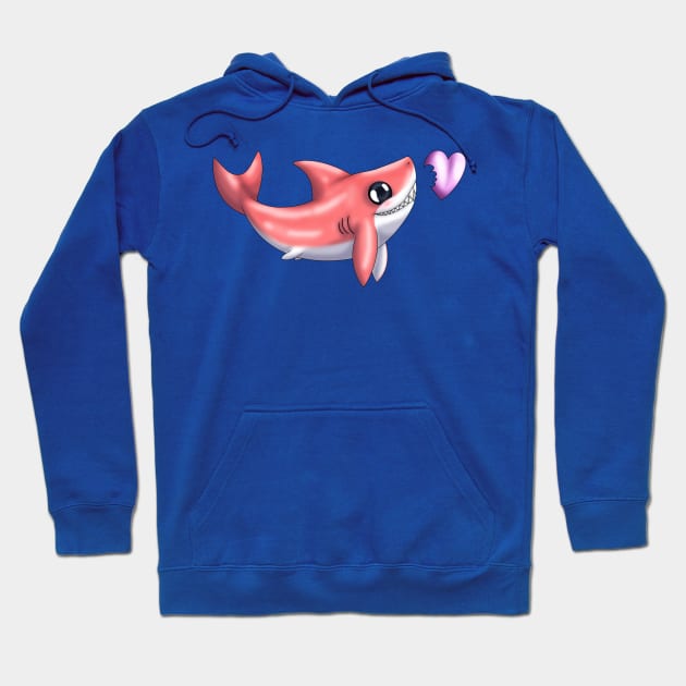 Shark Bites! (Coral) Hoodie by spyroid101